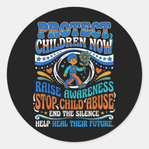 Protect Children Now Stop Child Awareness Retro Classic Round Sticker