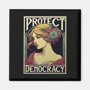 Protect Democracy Feminist Activist Art For Social Magnet