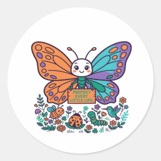 Protect Every Little Life Butterfly Classic Round Sticker