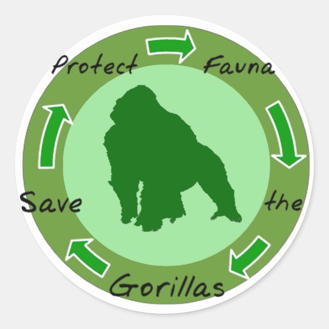 Protect  gorillas classic round sticker (Front)