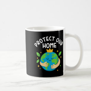 Protect home earth day cute planet hug crown kawai coffee mug