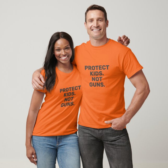 Protect kids Not guns orange grey bold typography T-Shirt (Unisex)