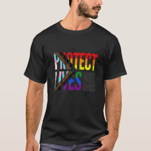 Protect lives not guns, rainbow Progress Pride Fla T-Shirt