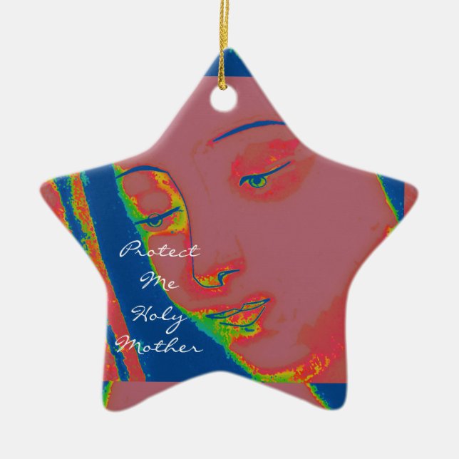 protect me holy mother ceramic ornament (Front)