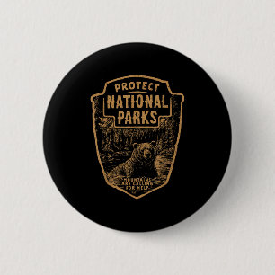 Protect National Parks Bear Resist 6 Cm Round Badge
