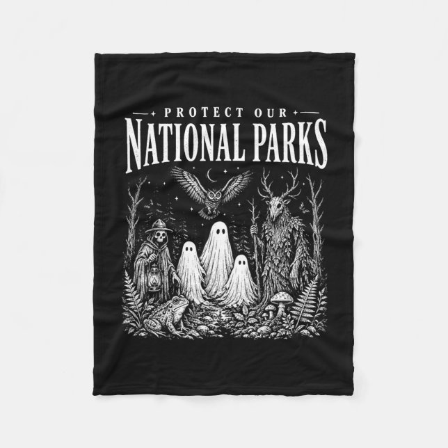 Protect national parks or haunt backyard fleece blanket (Front)