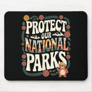 Protect national parks retro fishing nature mouse pad