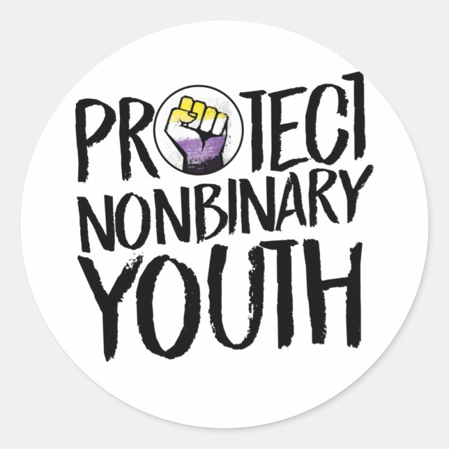 Protect Nonbinary Youth  Classic Round Sticker (Front)