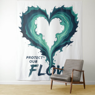 “Protect Our Flow – Ocean Heart Eco Tapestry