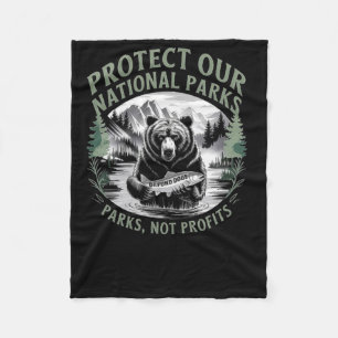 Protect Our National Parks - Bear With Fish Artwor Fleece Blanket
