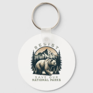 Protect Our National Parks Resist Retro Vintage Gr Key Ring