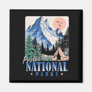 Protect our national parks vintage retro design magnet