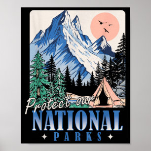 Protect our national parks vintage retro design poster