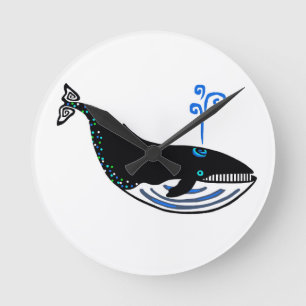 Protect our oceans - Blue WHALE - Nature - Ecology Round Clock