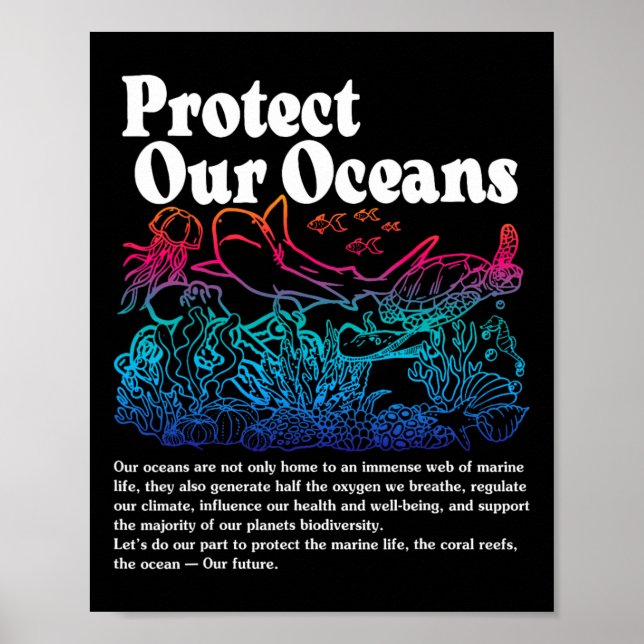 Protect Our Oceans Save The Ocean World Ocean Day  Poster (Front)