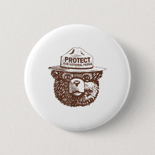 Protect Our Parks Bear Graphic National Park Funny 6 Cm Round Badge
