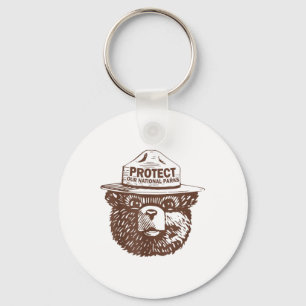 Protect Our Parks Bear Graphic National Park Funny Key Ring