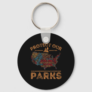 Protect Our Parks National Park Map Hiking Outdoor Key Ring
