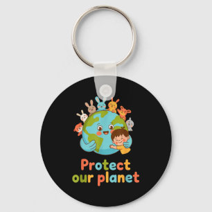 Protect our planet - kids earth day animals nature key ring