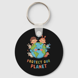 Protect our planet - kids earth day animals nature key ring