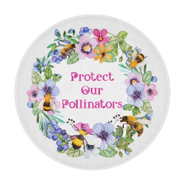 Protect Our Pollinators Bees Flowers Cutting Board (Front)