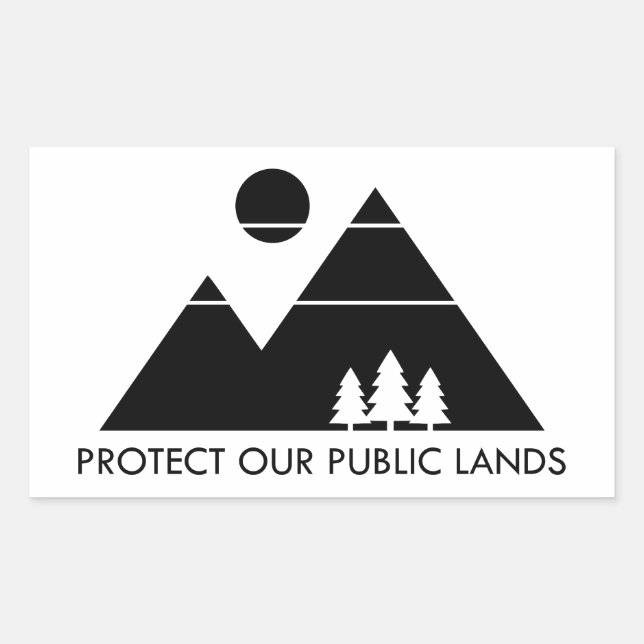 Protect Our Public Lands Mountain Rectangular Sticker (Front)