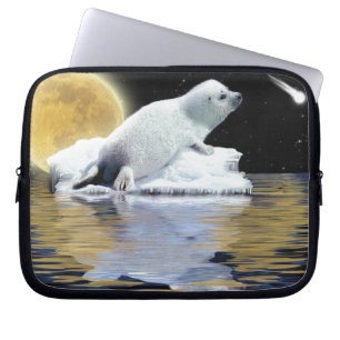 Protect Our Seals from Hunting - Wildlife Art Laptop Sleeve