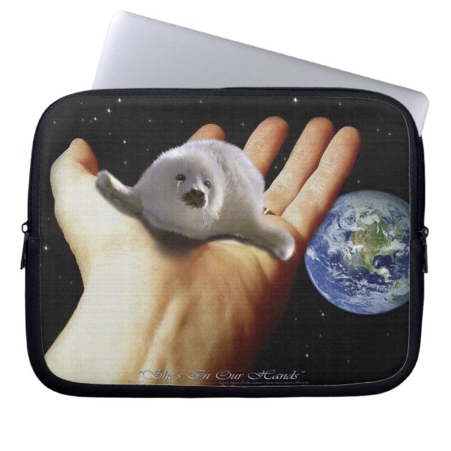 Protect Our Seals from Hunting - Wildlife Art Laptop Sleeve (Front)