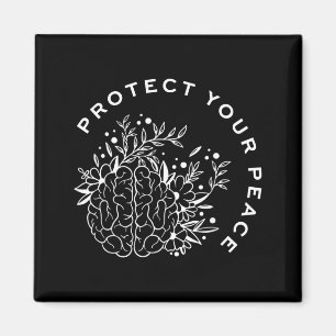 Protect Peace Mental Health Awareness Brain Floral Magnet