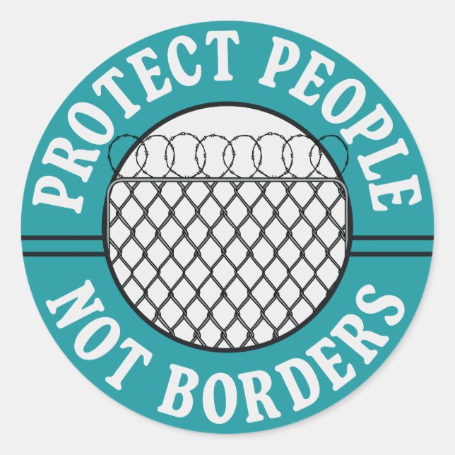 Protect People Not Borders - Refugees Welcome Classic Round Sticker (Front)