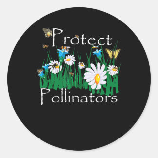 protect pollinators bees butterflies flowers botan classic round sticker