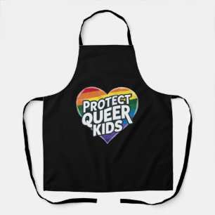Protect Queer Kids Rainbow Heart LGBT Pride Apron