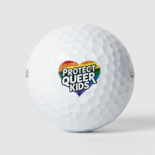 Protect Queer Kids Rainbow Heart LGBT Pride Golf Balls