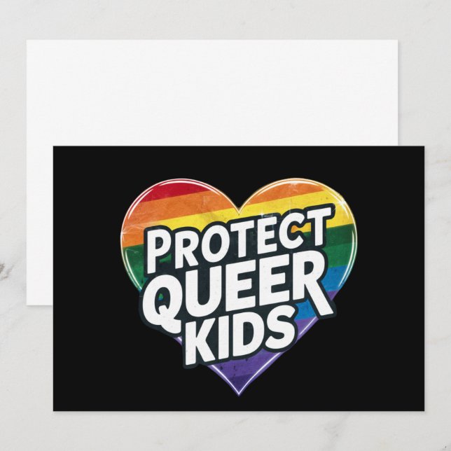  Protect Queer Kids  Rainbow Heart  LGBT Pride  Invitation (Front/Back)