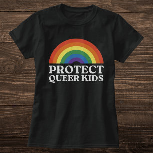 Protect Queer Kids Rainbow Pride Statement T-Shirt