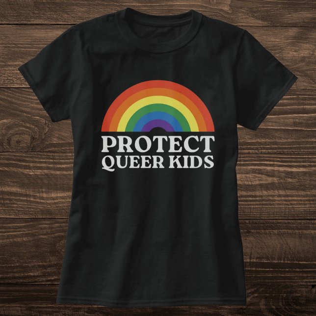 Protect Queer Kids Rainbow Pride Statement T-Shirt (Creator Uploaded)
