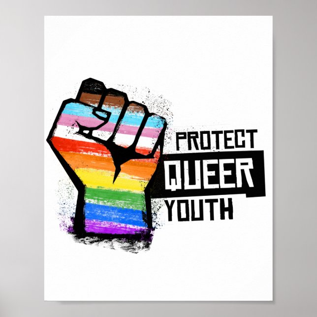 Protect Queer Youth - Progress Pride Fist Poster (Front)