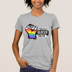 Protect Queer Youth - Progress Pride Fist T-Shirt