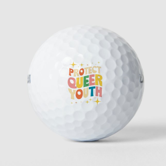 Protect Queer Youth Protect Trans Kids LGBTQ Golf Balls (Front)