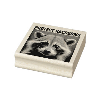 PROTECT RACCOONS - RACCOON Wood Rubber Stamp