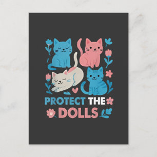 Protect the Dolls Equality Trans LGBT cats Lover Holiday Postcard
