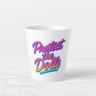 Protect the Dolls Neon Retro Art Latte Mug