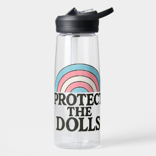 Protect the Dolls Trans Flag Illustration Water Bottle