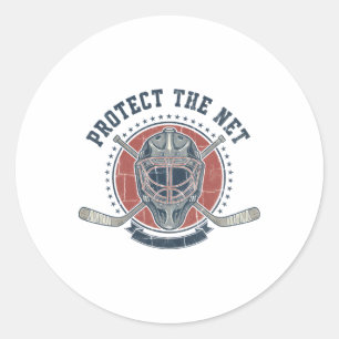 Protect The Net Hockey Lover Puck Design Classic Round Sticker