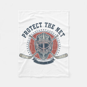 Protect The Net Hockey Lover Puck Design  Fleece Blanket