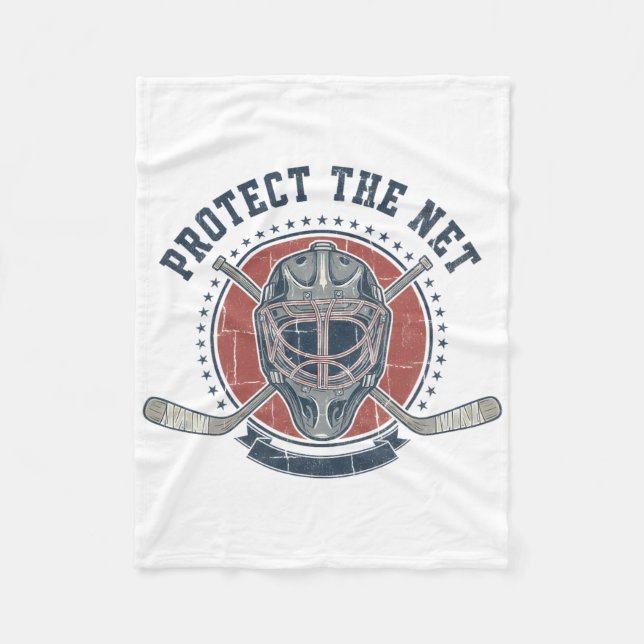 Protect The Net Hockey Lover Puck Design  Fleece Blanket (Front)