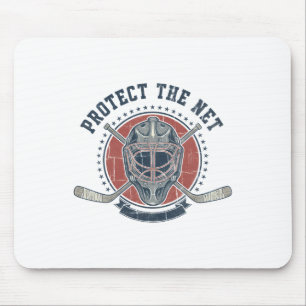 Protect The Net Hockey Lover Puck Design Mouse Pad
