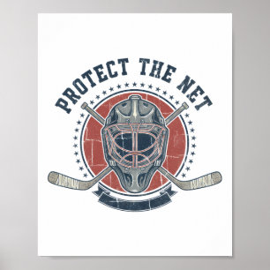 Protect The Net Hockey Lover Puck Design Poster