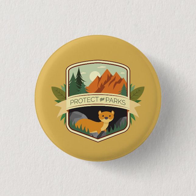 Protect the Parks Weasel 3 Cm Round Badge (Front)