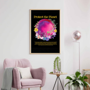 PROTECT THE PLANET SAVE EARTH Earth Day Art Poster